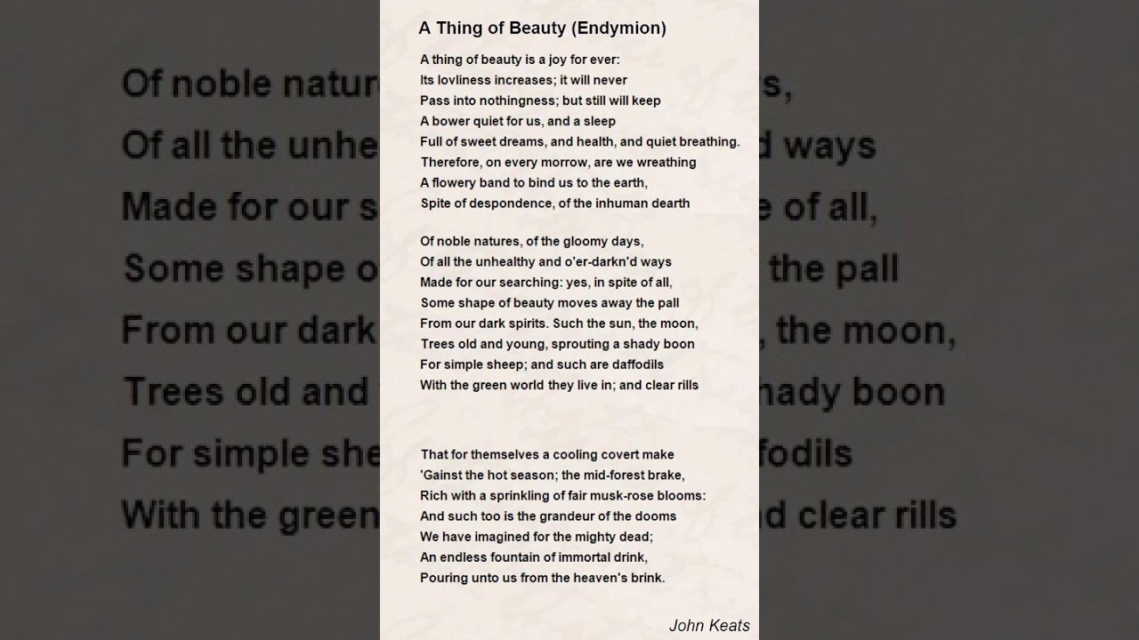 A Thing of Beauty Explanation by Samiran Biswas 