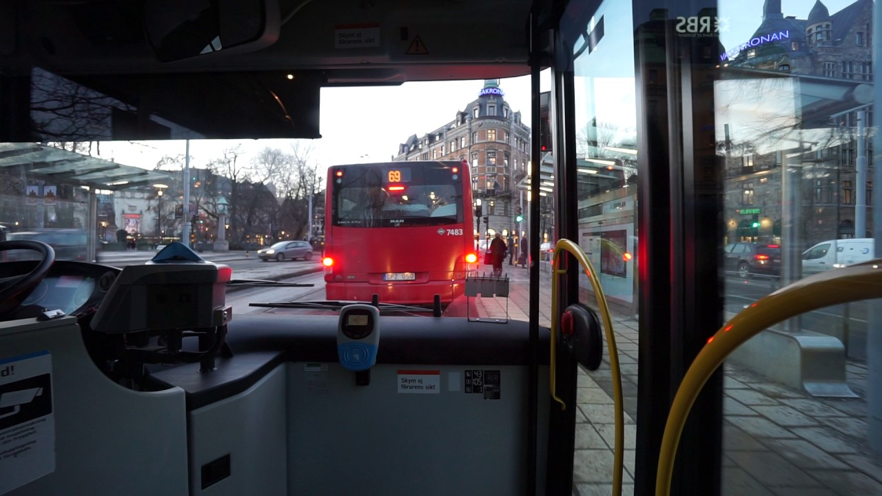 Sweden, Stockholm, ride with bus 69 from Djurgårdsbron to Kungsträdgården