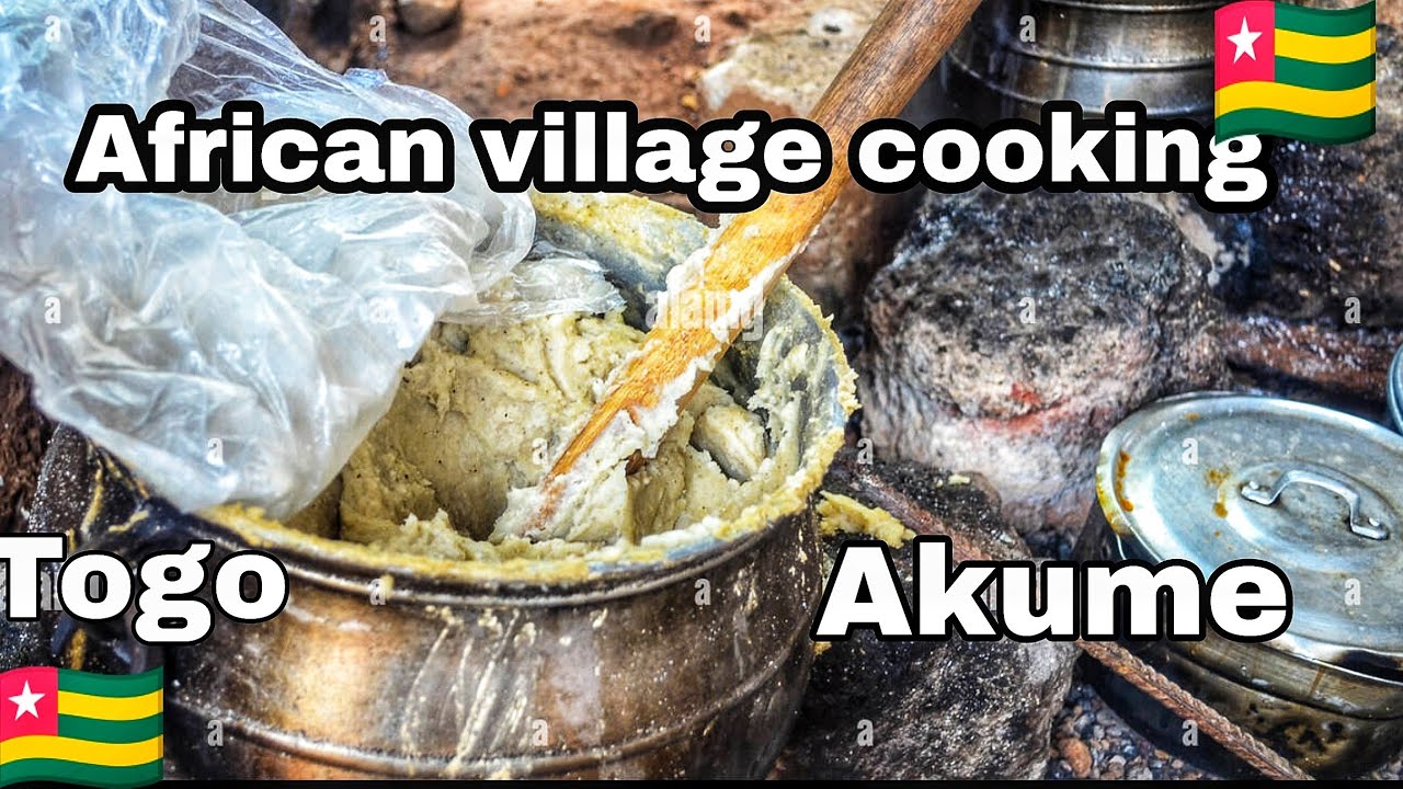How to Make Togolese Akume. African village cooking Atakpame plateau region Togo.