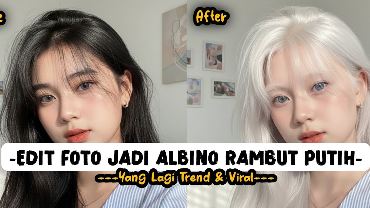 Tutorial Edit Foto Rambut Jadi Albino Warna Putih Trend Viral TikTok 