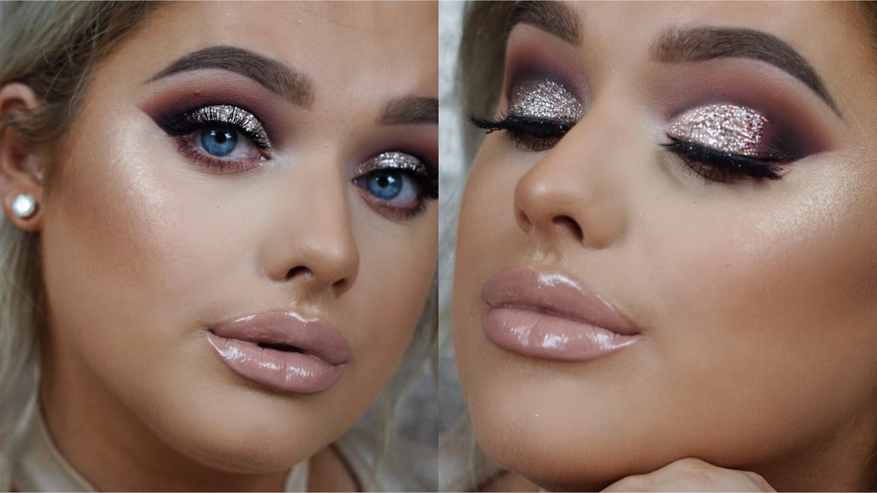 GOLD GLITTER CUT CREASE   New Years Eve Make Up! | Rachel Leary