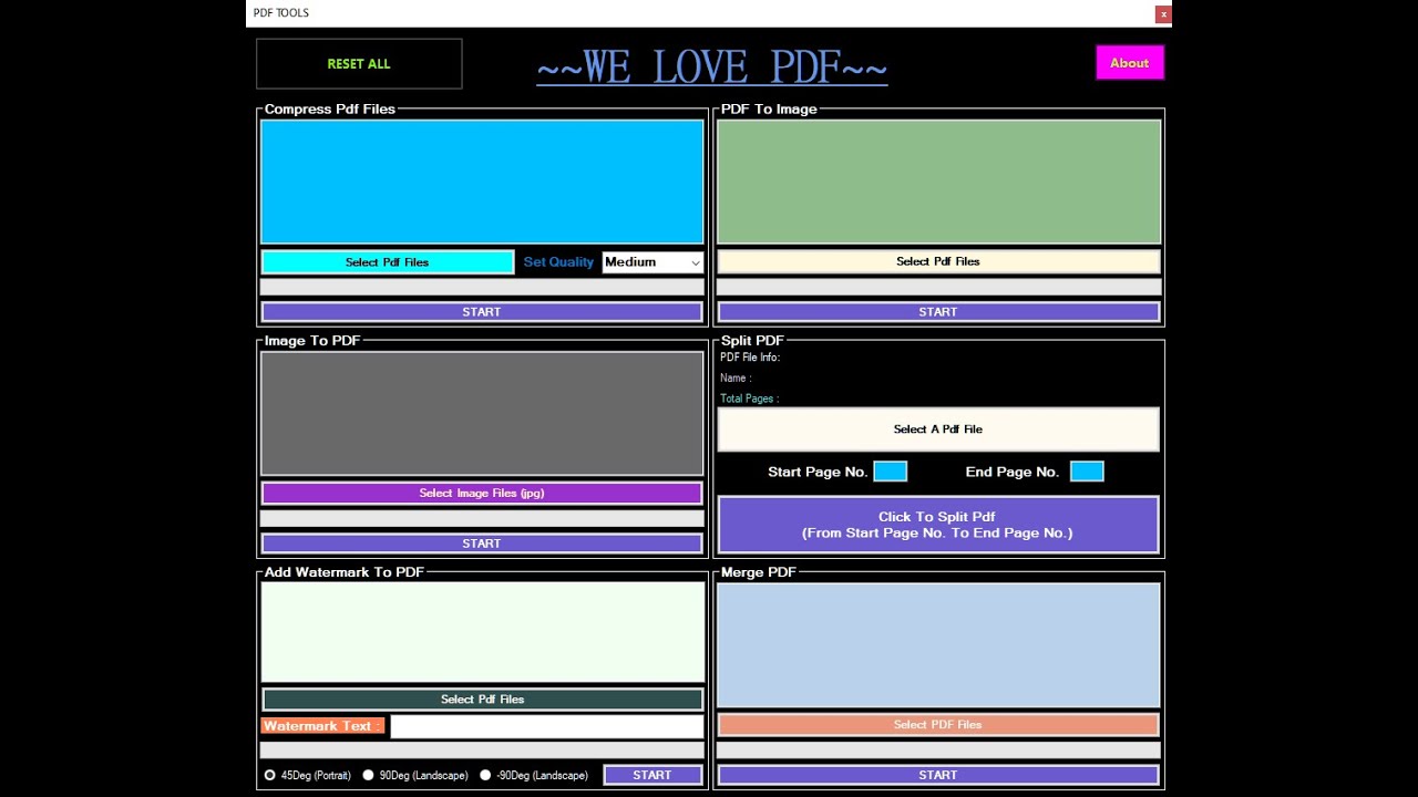 PDF Tool in C# (Compress, Image to PDF, Add Watermark, PDF to Image, Split PDF & Merge PDF)
