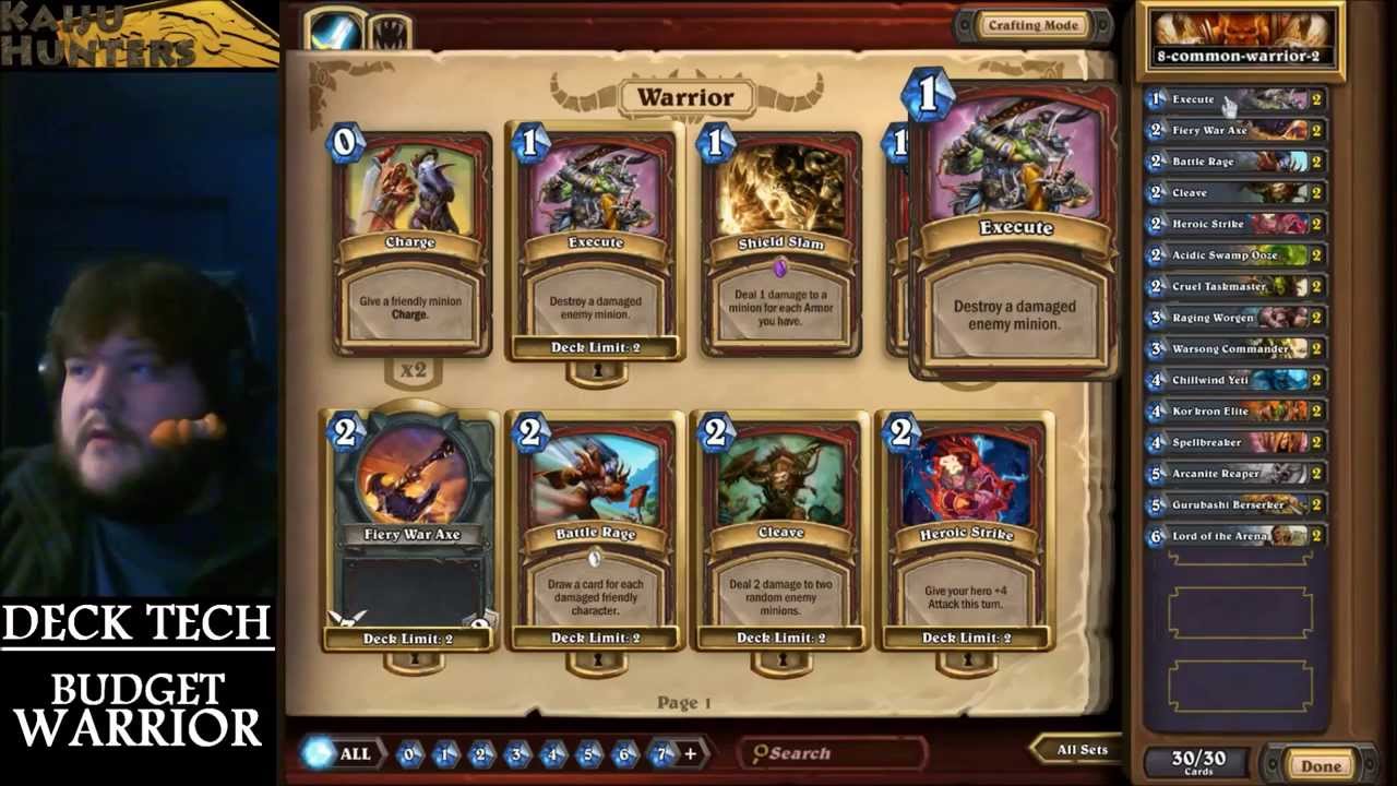 Hearthstone Deck Tech: Budget Warrior (8-Common Warrior)