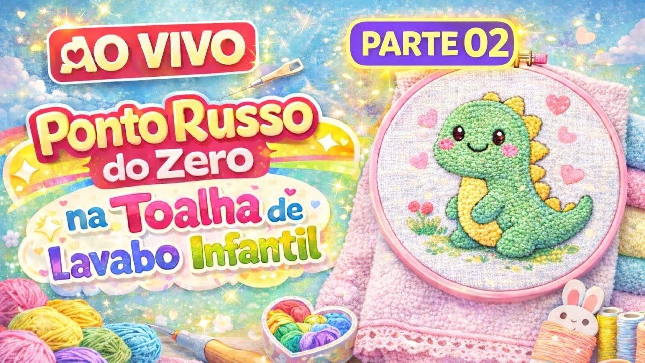 Ponto Russo do Zero na toalha de lavabo infantil/parte 02- continuação do passo a passo