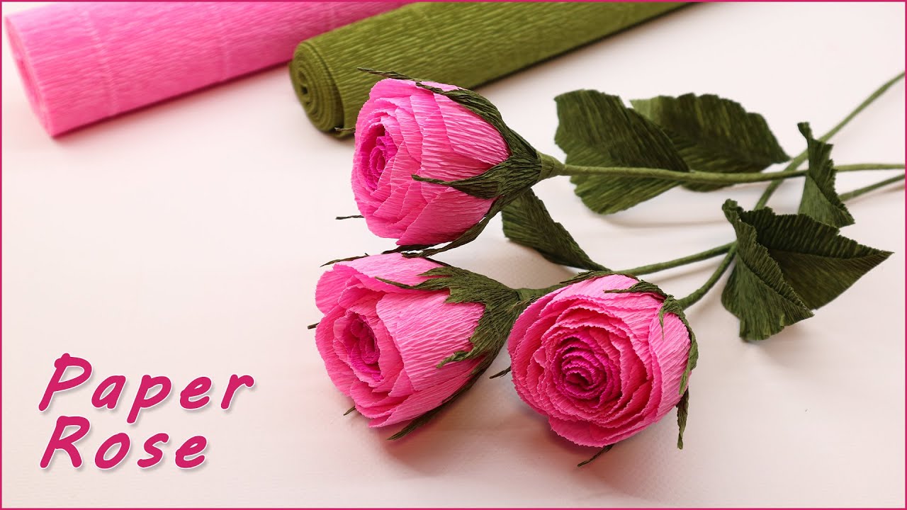 🌹 Crepe Paper Rose 🌹 How to make a bouquet of roses from paper