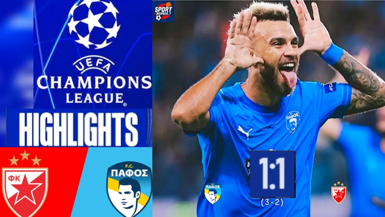 Πάφος - Ερυθρός Αστέρας (1-1) Pafos vs Crvena Zvezda Highlights | UEFA Champions League | Jajá goal