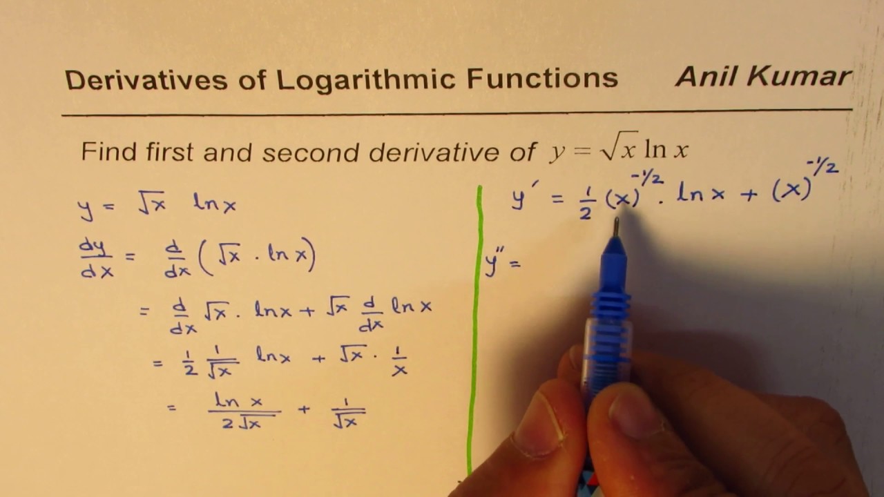 First and Second Derivative of sqrt x ln x