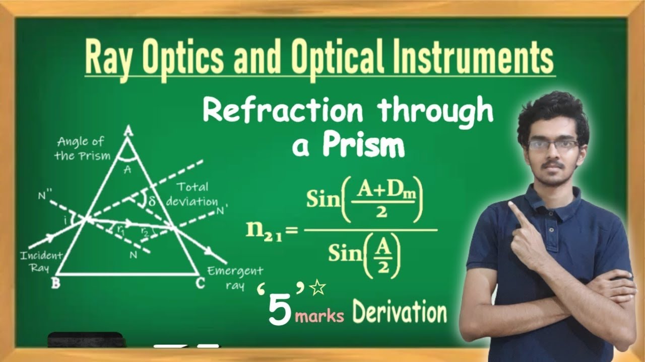 Ray Optics | Refractive index of prism in terms of angle of the prism & minimum deviation | 2nd PUC