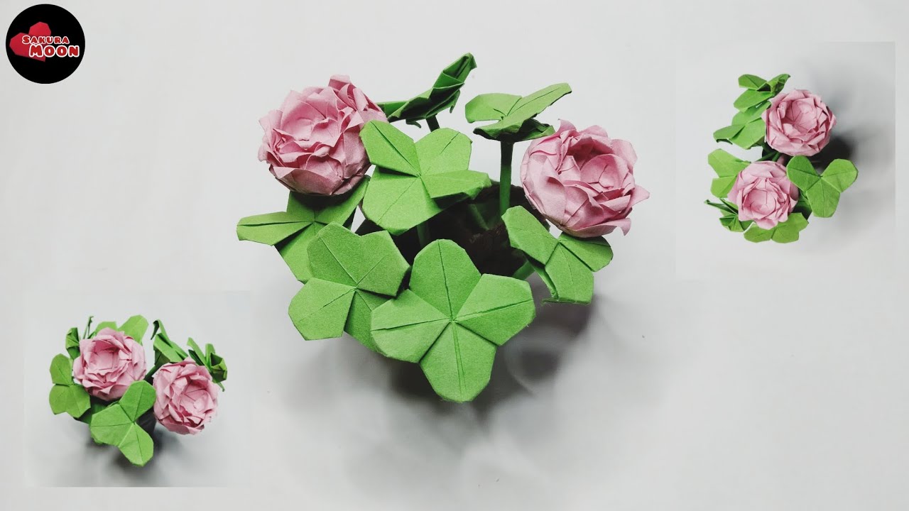Origami Lucky Flower | Lucky Four Leaf Clover Origami Easy Paper
