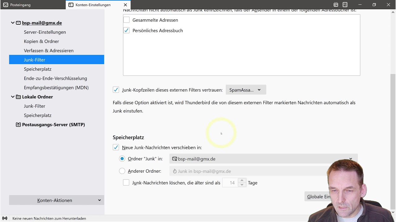 Konfiguration des Junk-Filters bei Thunderbird
