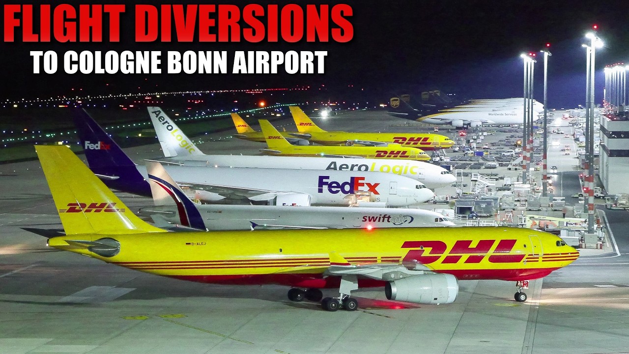 [DRONES AT AIRPORTS IN BELGIUM!] - Takeoffs & landings of diverted flights at Cologne Bonn Airport -