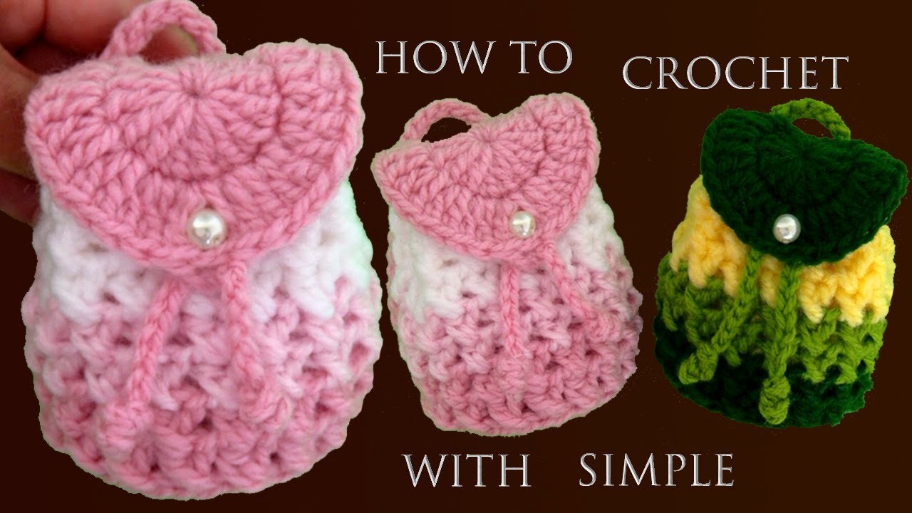 Bolso mini morralito mochila monedero tejido a crochet punto cruz paso a paso