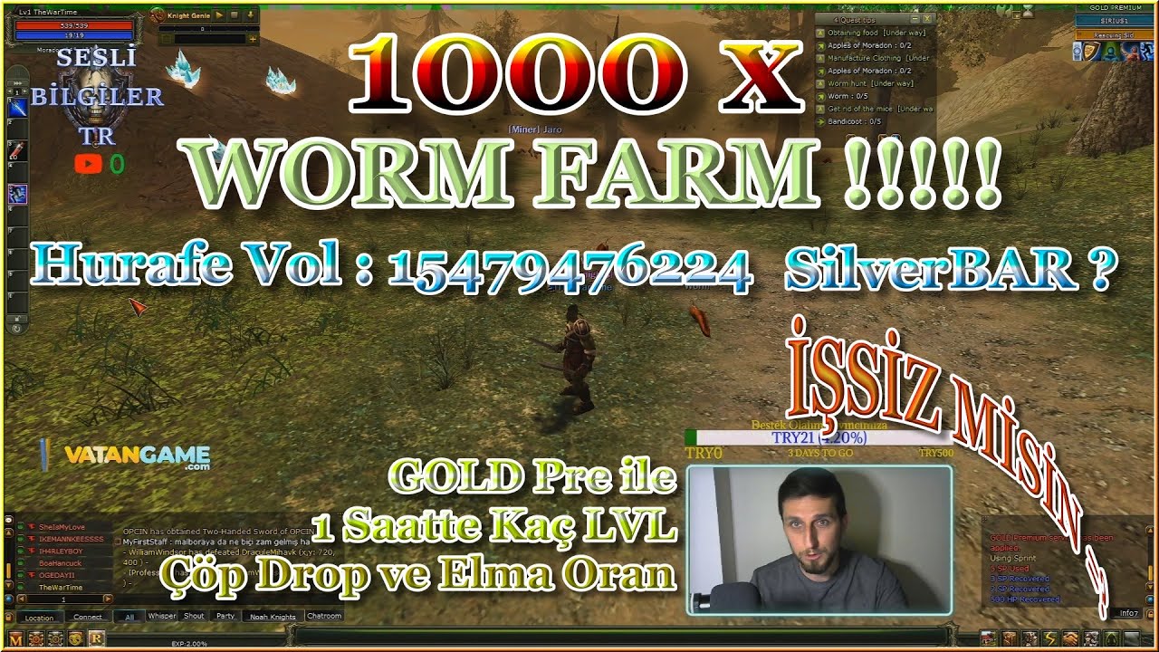 Moradon 1000x WORM Farm Gold PRe ile Sirius ta Denedik Hurafe Vol Silver Bar Atar MI-SesliBilgilerTR