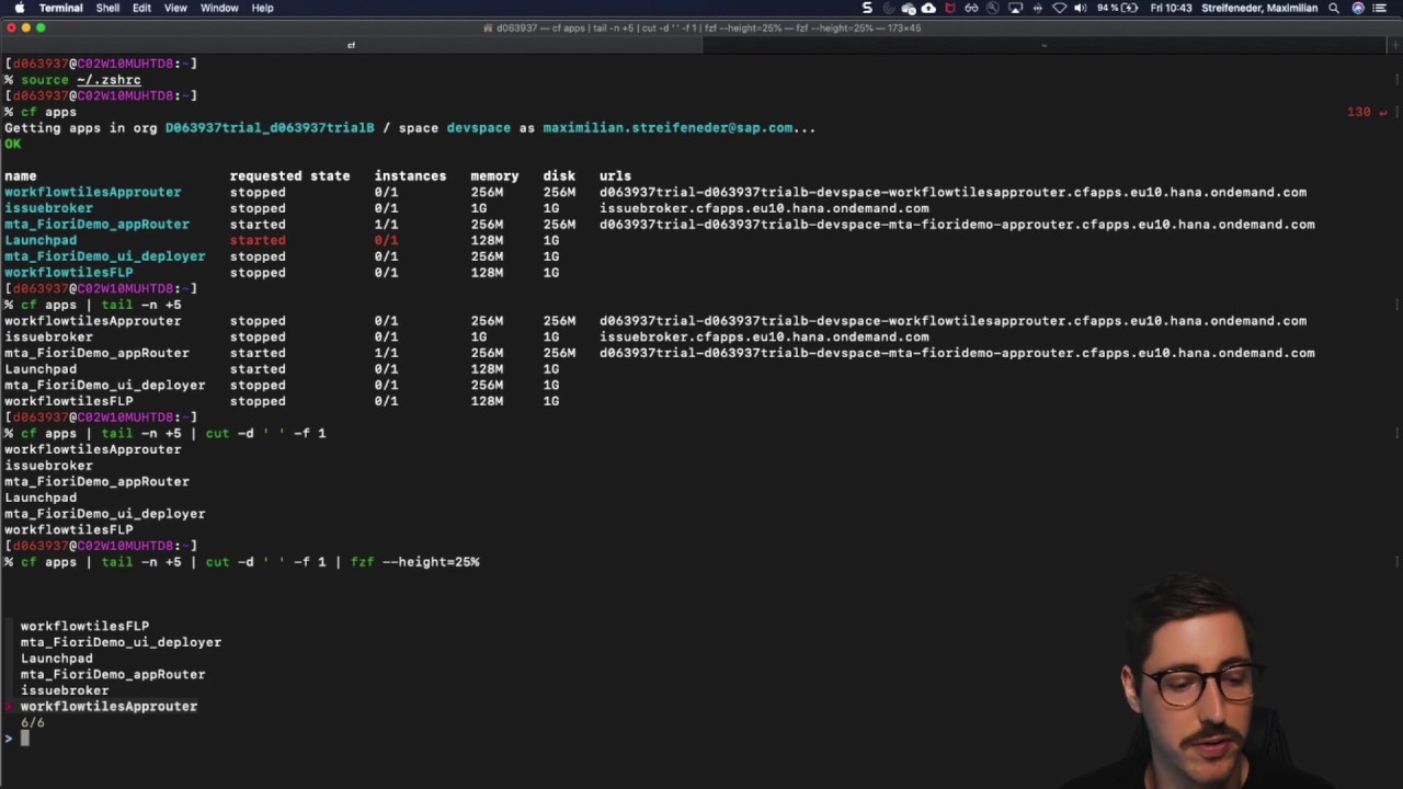 Cloud Foundry CLI Plugin - open (enhanced with fzf)