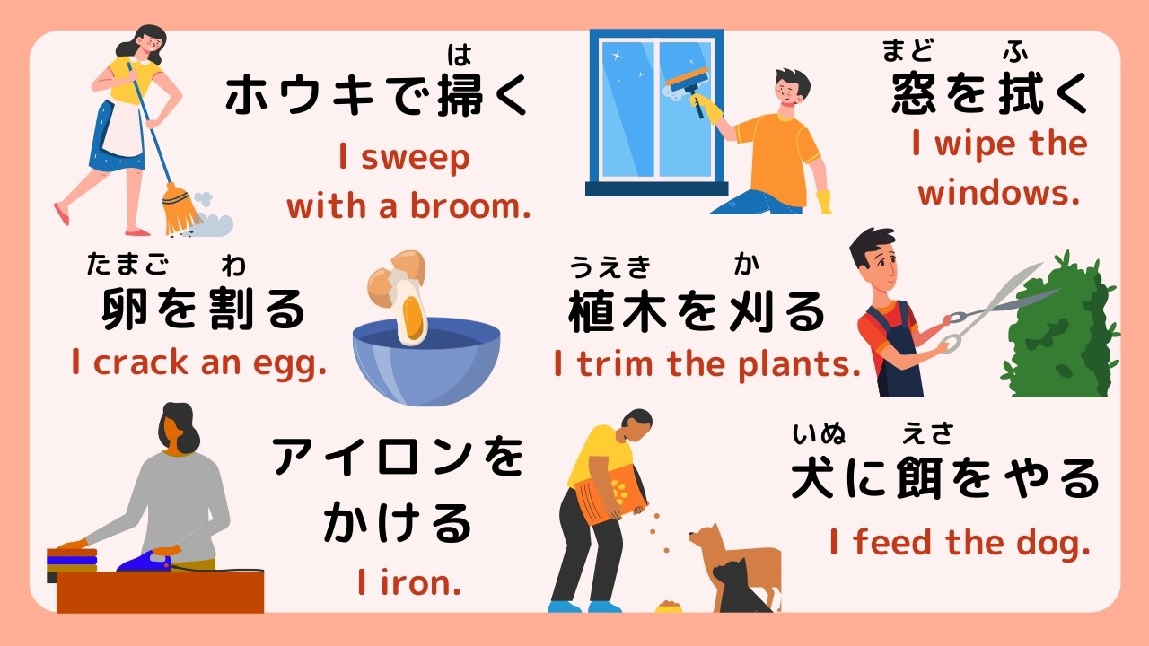 150 Japanese Expressions related to Daily Chores