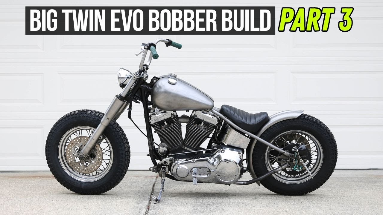 Big Twin Evo Bobber Build Part 3 | New Bars, Low Mids, Fender Mount, Tail Light