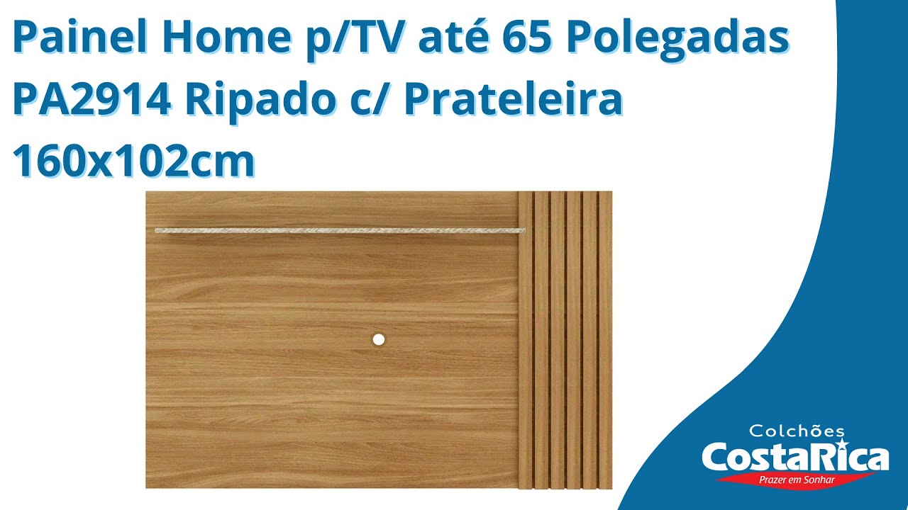 Painel Home p/TV até 65 Polegadas PA2914 Ripado c/Prateleira - Tecno Mobili - Na Costa Rica Colchões