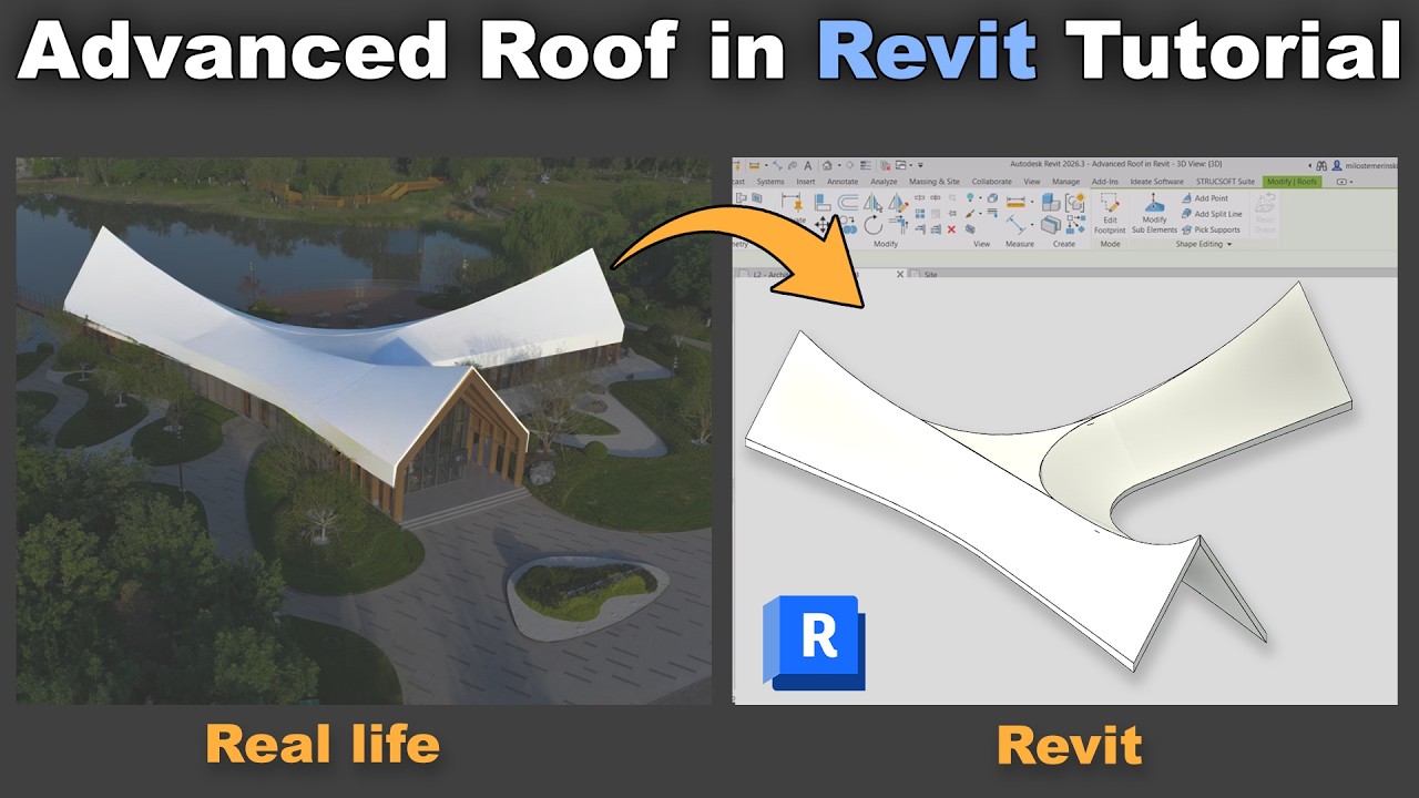 Сложное моделирование крыши в Revit | Урок по моделированию крыши в Revit
