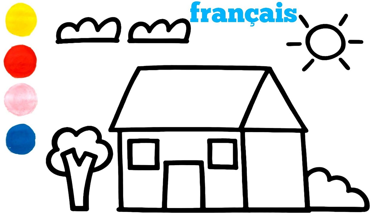 Comment dessiner et colorier une maison en utilisant le chiffre sept (pour les enfants)