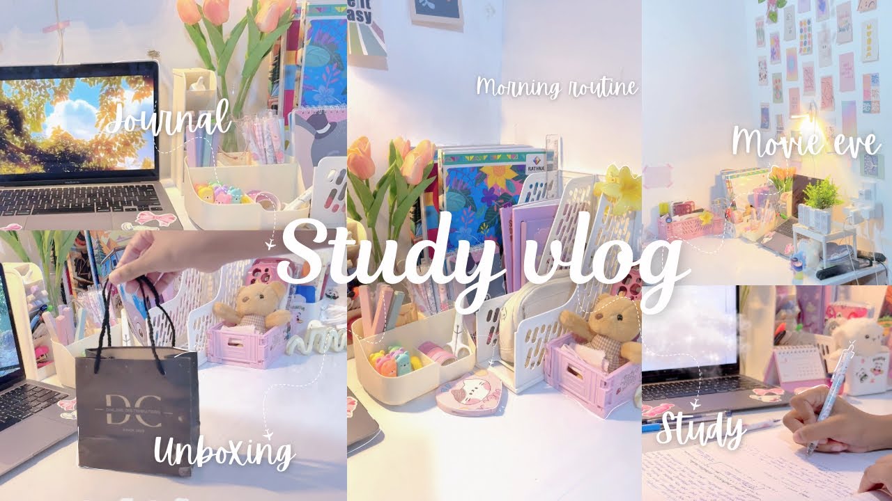STUDY VLOG |Morning Routine, Study Session, Journal, Unboxing⋆˚꩜｡ 