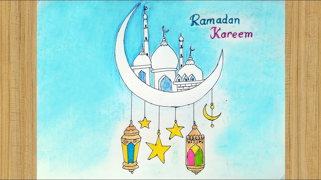 How to Draw Ramadan Mubarak | Ramadan Drawing Moon | Ramadan Drawing for Beginners