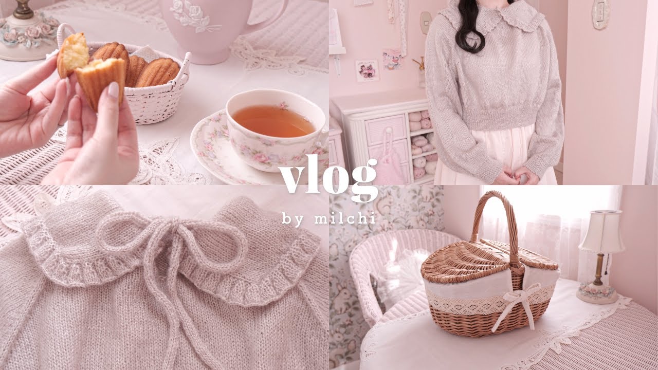 knitting vlog｜セーターを編んでおやつ作りを楽しむ休日｜暮らしと編み物｜Ruffled sweater｜knit a sweater｜a day in my life｜SUB