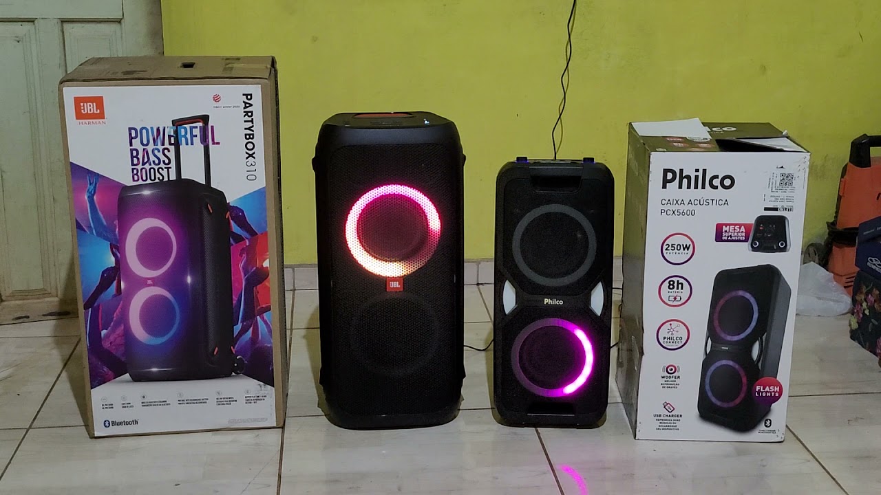 comparação jbl partybox 310 vs philco pcx 5600. #jbl #jblpartybox310 #philco5600