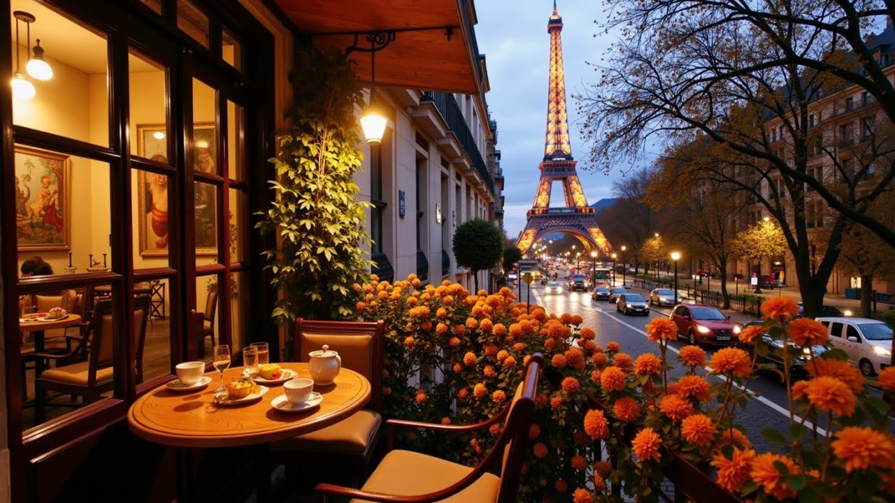 Golden Hour Jazz ☕ Coffee Shop Chill Music & Paris Streets Ambience to Focus