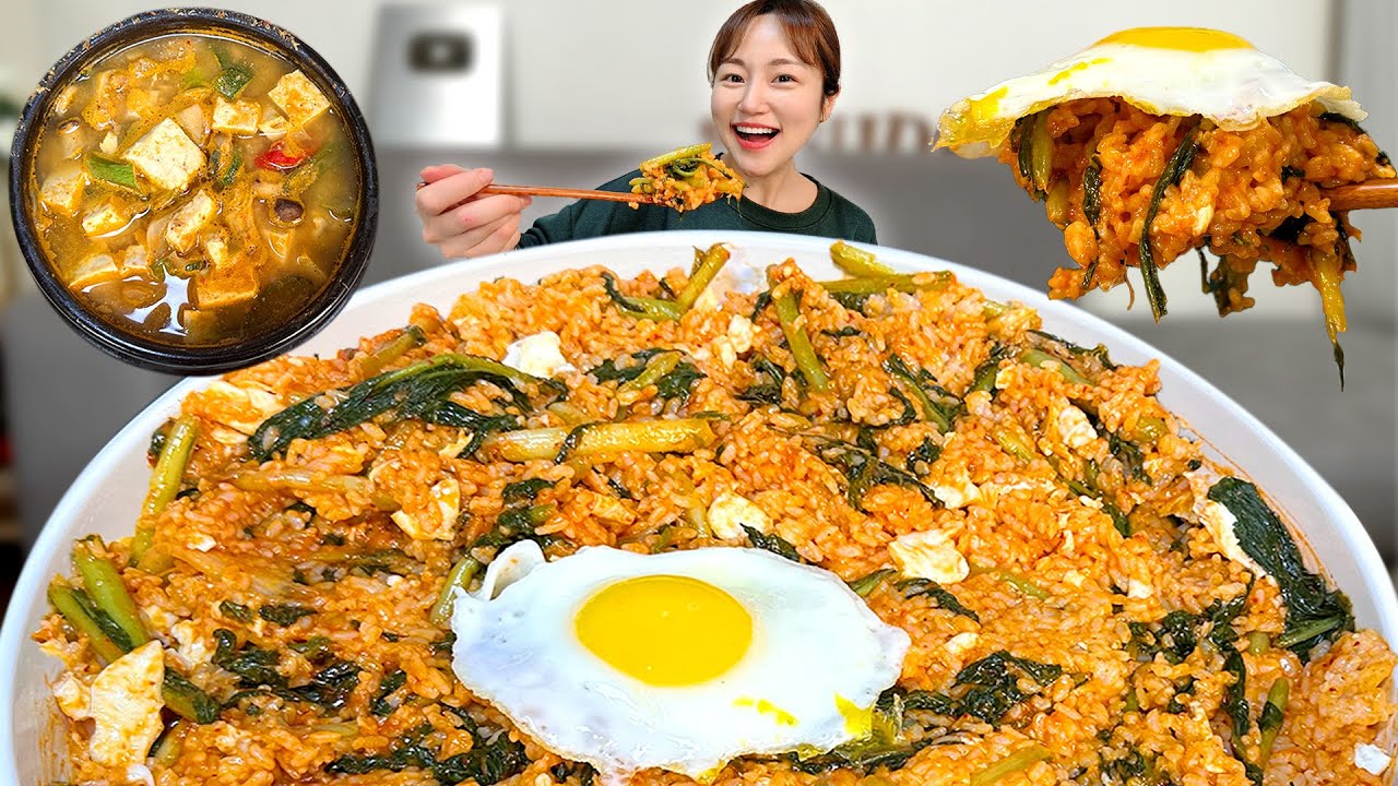 열무의 계절이 돌아왔습니다!! 아삭한 열무 넣고 슥슥 비벼서 청국장이랑 비빔밥 한식 먹방👍 Korean food young radish bibimbap stew mukbang