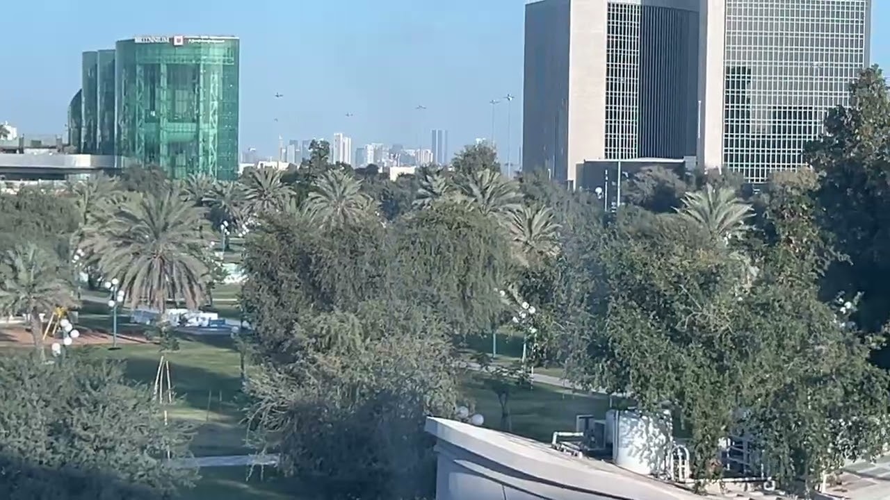 Beautiful greenish Park view along with clouds 