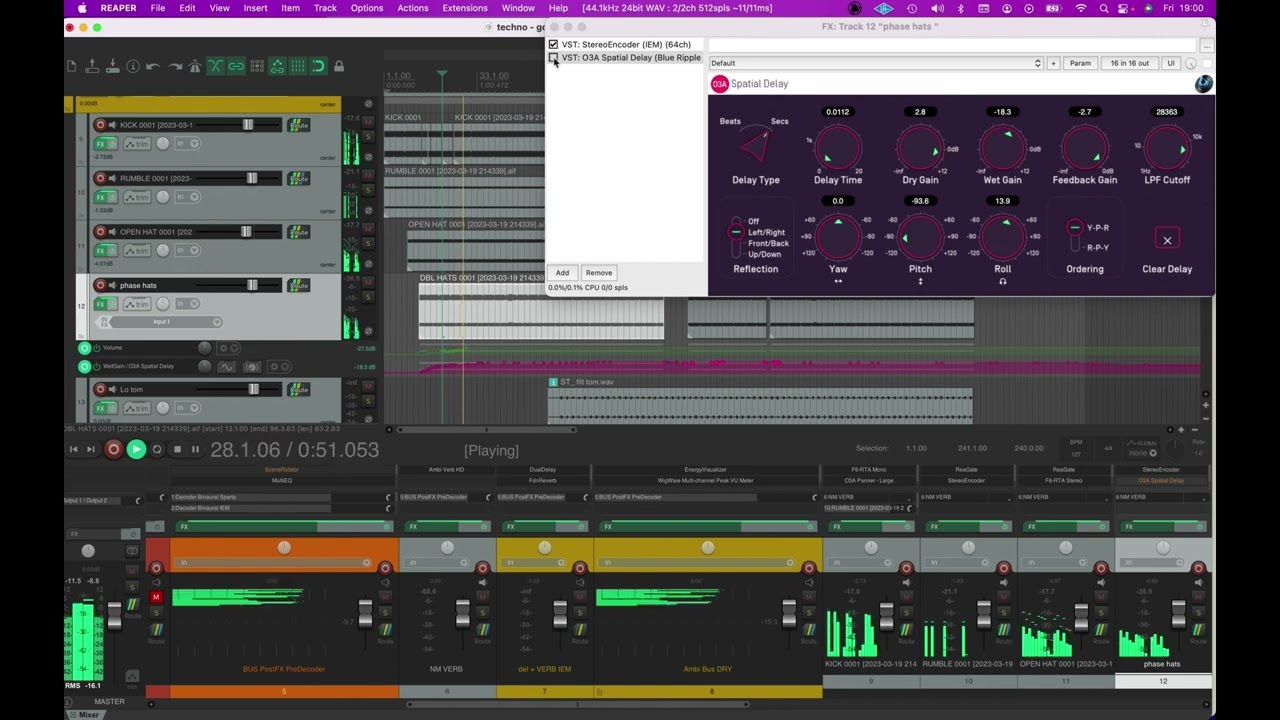 Reaper Ambisonic Mixing: fun with spatial delays