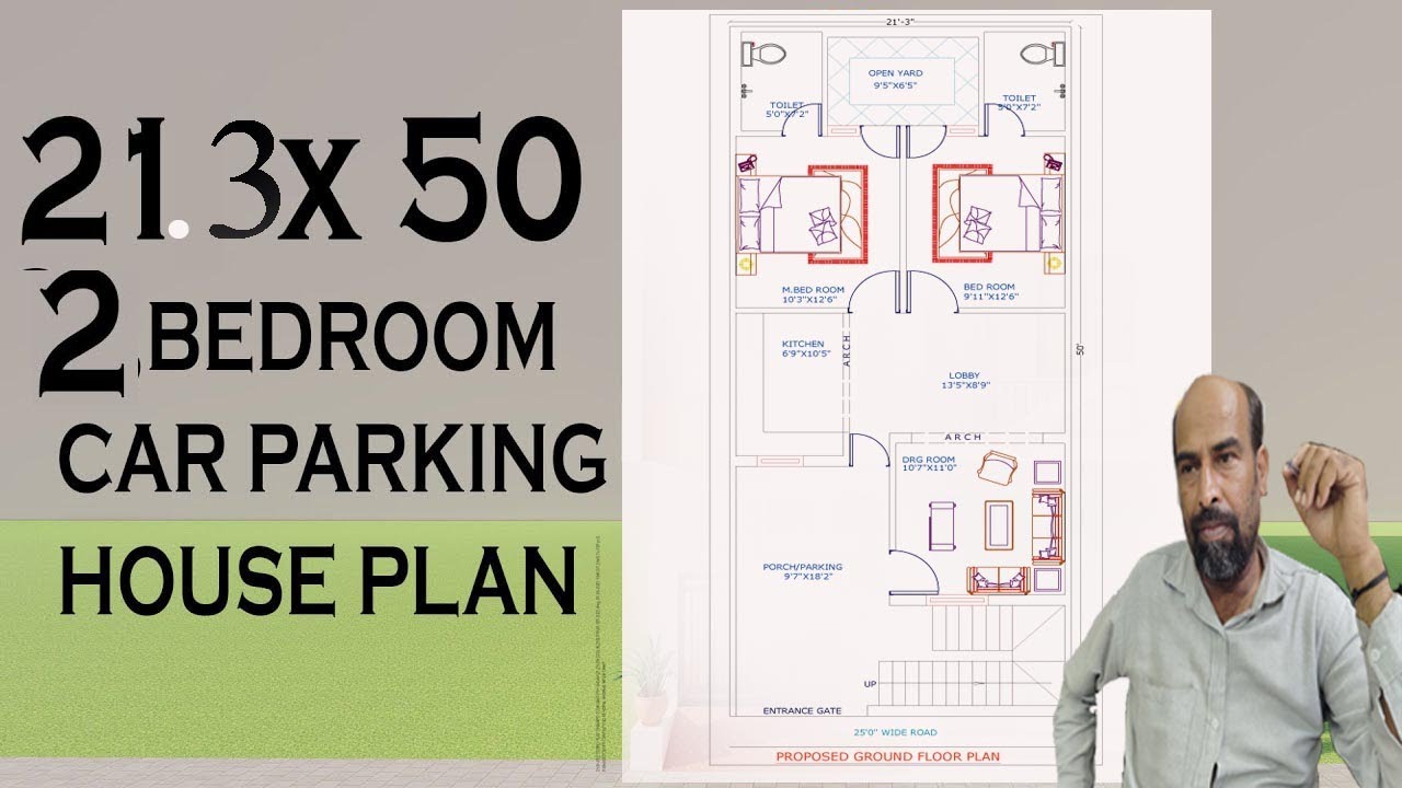 21.3 x50 2 Bedroom Car parking  House Plan #21.3x50