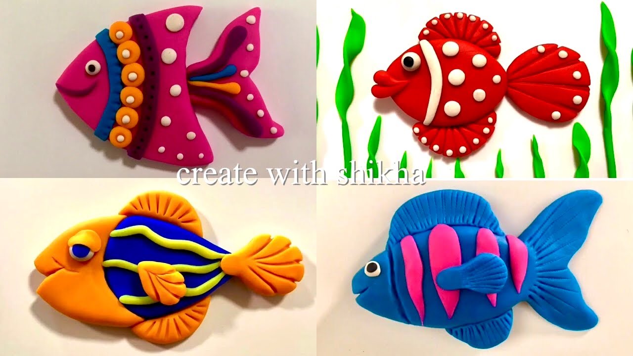 ❤️ Clay with me - how to make a cute fish collection / model craft tutorial super easy diy