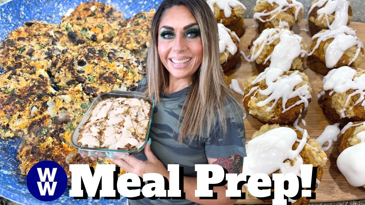 WW MEAL PREP FOR WEIGHT LOSS - SPICED APPLE OATMEAL BAKE - BLACK BEAN BURGERS - PUMPKIN MUFFINS!