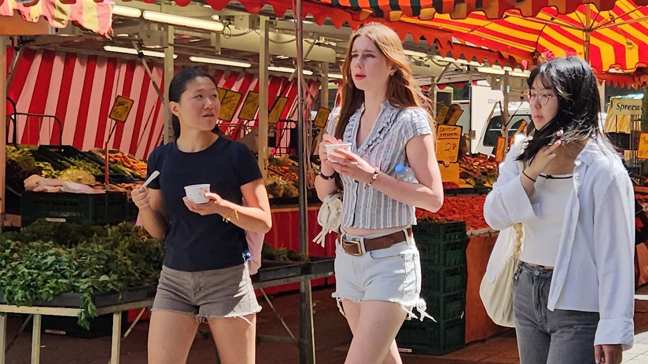 FRANKFURT/GERMANY/Schillerstrasse Walking Tour & Friday Market/B&ouml;rsenplatz /4K