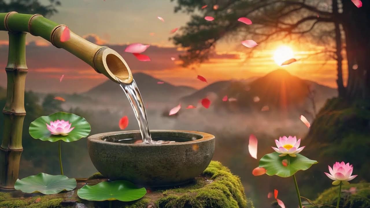 Relaxing Sleep Music with Bamboo Water Sound & Meditation, Sleep Music, Calming Music, Stress Relief