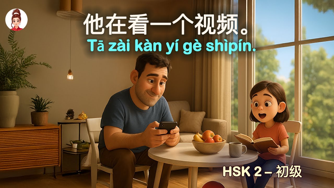 🇨🇳 爸爸和女儿在家——中文描述——HSK2