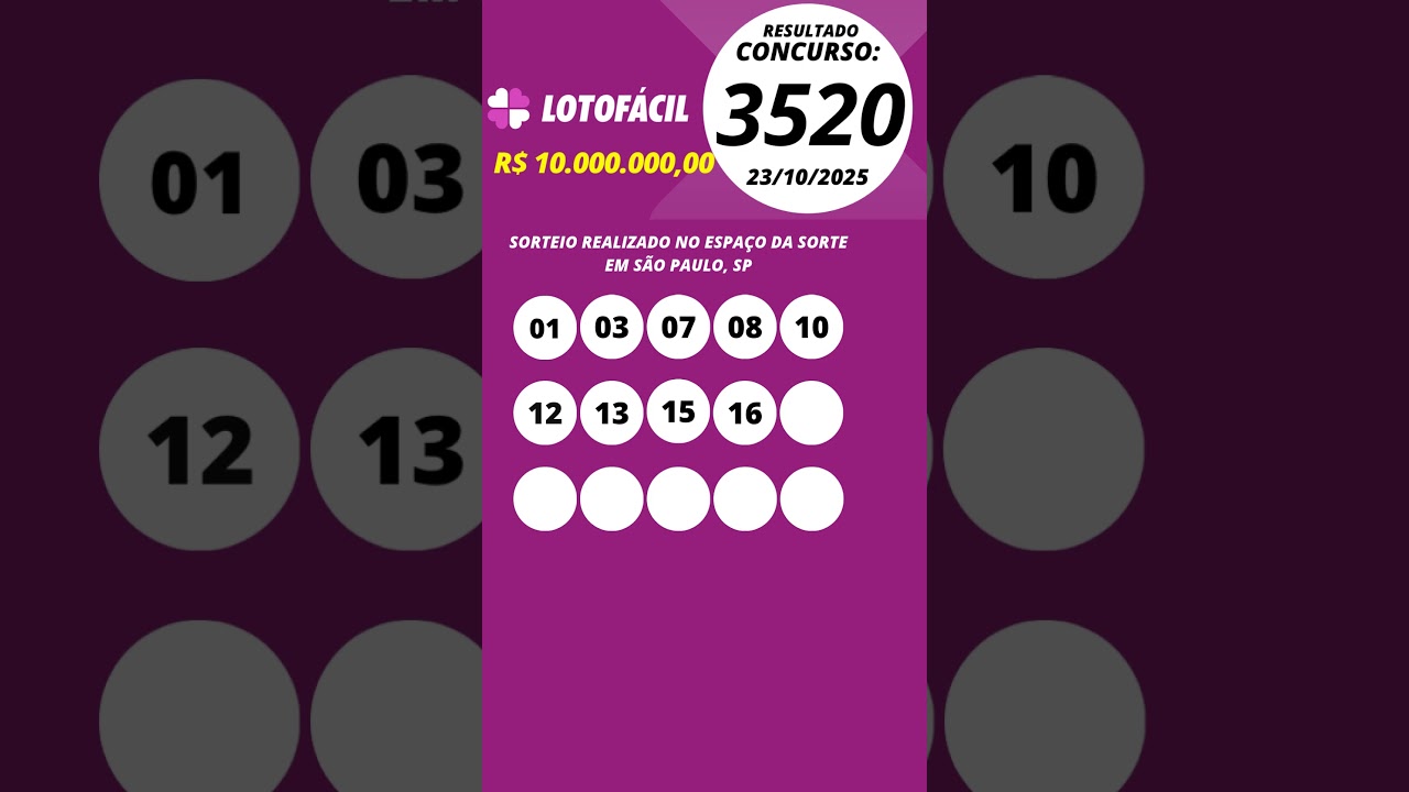 Lotofácil resultado Concurso 3520 23/10/2025