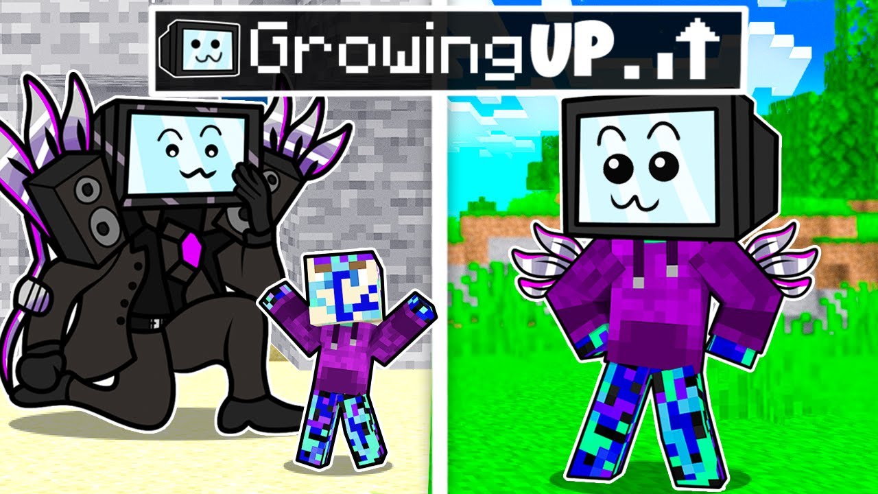 GROWING UP as a TITAN TV MAN In Minecraft!