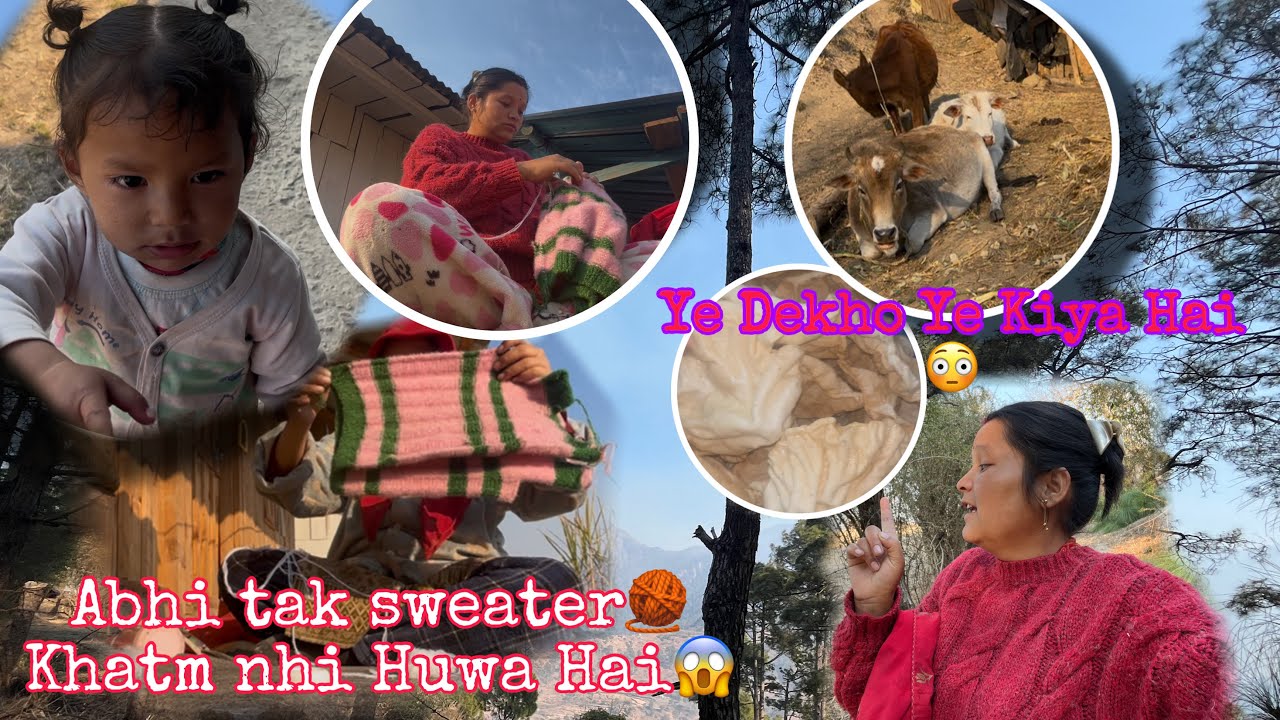 Sweater Abhi tak complete nahin hua 🧶||￼ Saath mein Aaj Sakuli ko Bhi  Banaya 🫓//​⁠￼￼￼