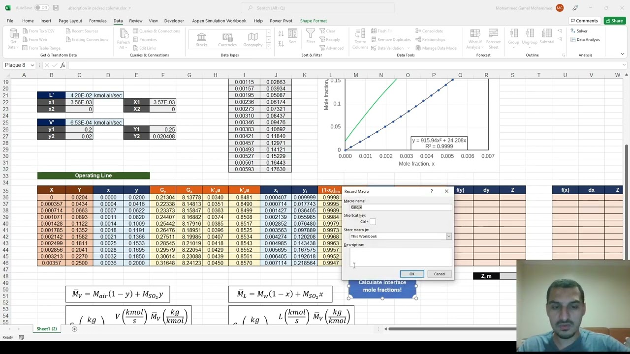 Excel for Chemical Engineers | 89 | Absorption in packed column - Solved example using Ms Excel 2