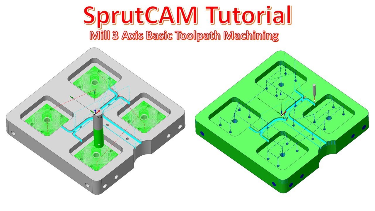 SprutCAM Tutorial #124 | Milling 2D & 3D Basic Toolpath Machining