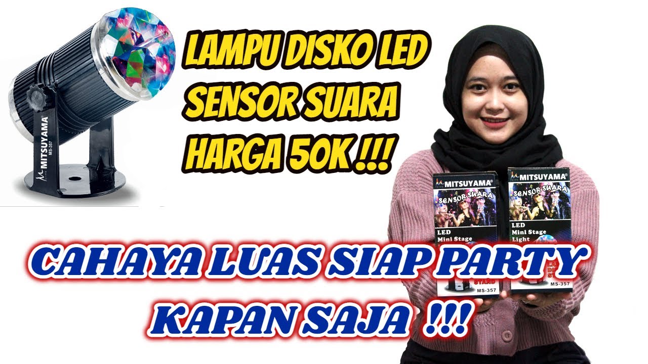 REVIEW LAMPU DISCO LED PUTAR RGB MITSUYAMA MS-357 | HANYA 50K SUDAH ADA SENSOR SUARA .. !!!