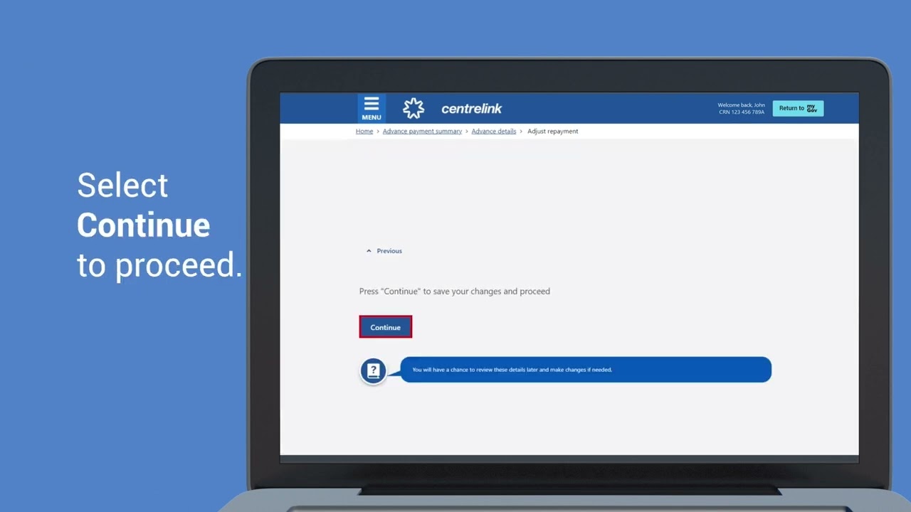 Adjust your advance repayment using your Centrelink online account