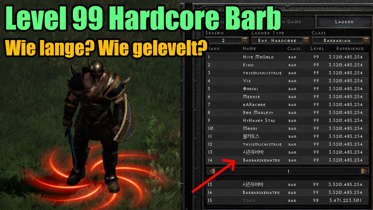 D2R | Level 99 Hardcore Barb | Wie lange / Wie gelevelt?