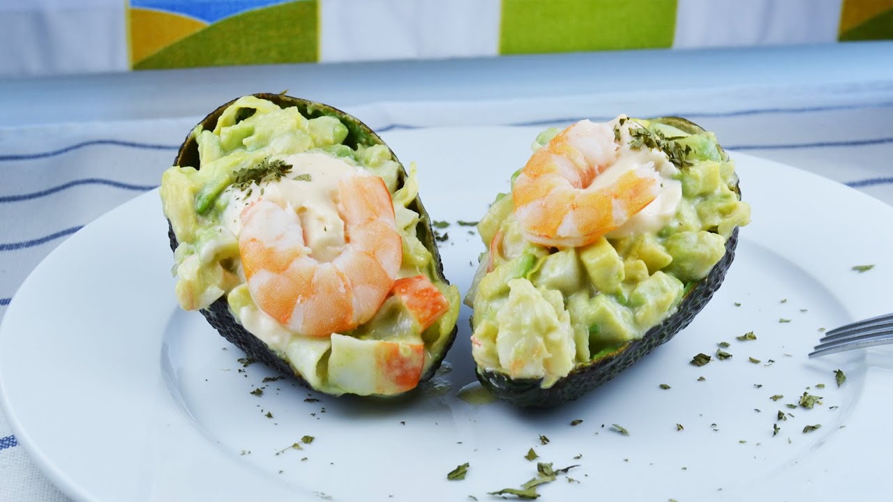 Stuffed Avocado with Shrimp Salad - Easy Crab Sticks & Shrimp Stuffed Avocados Recipe