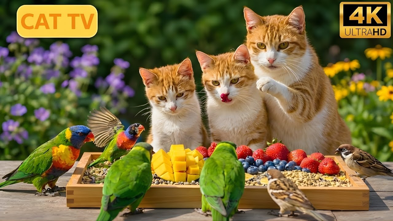 Cat TV Birds & Squirrels 🌅 Golden Hour Garden 4K | Nature View for Cats
