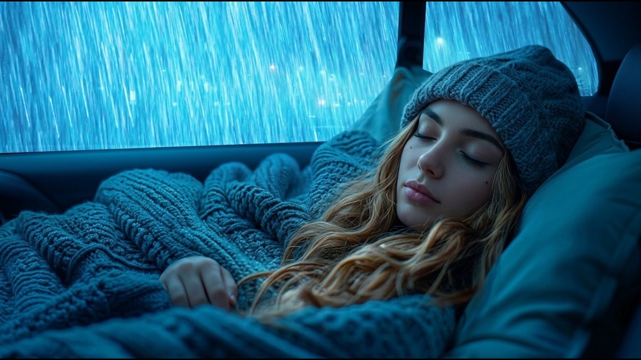 Fall Asleep Fast with Heavy Rain & Thunder in the Car by the Lake | Cozy Rainy Night Sleep Ambience