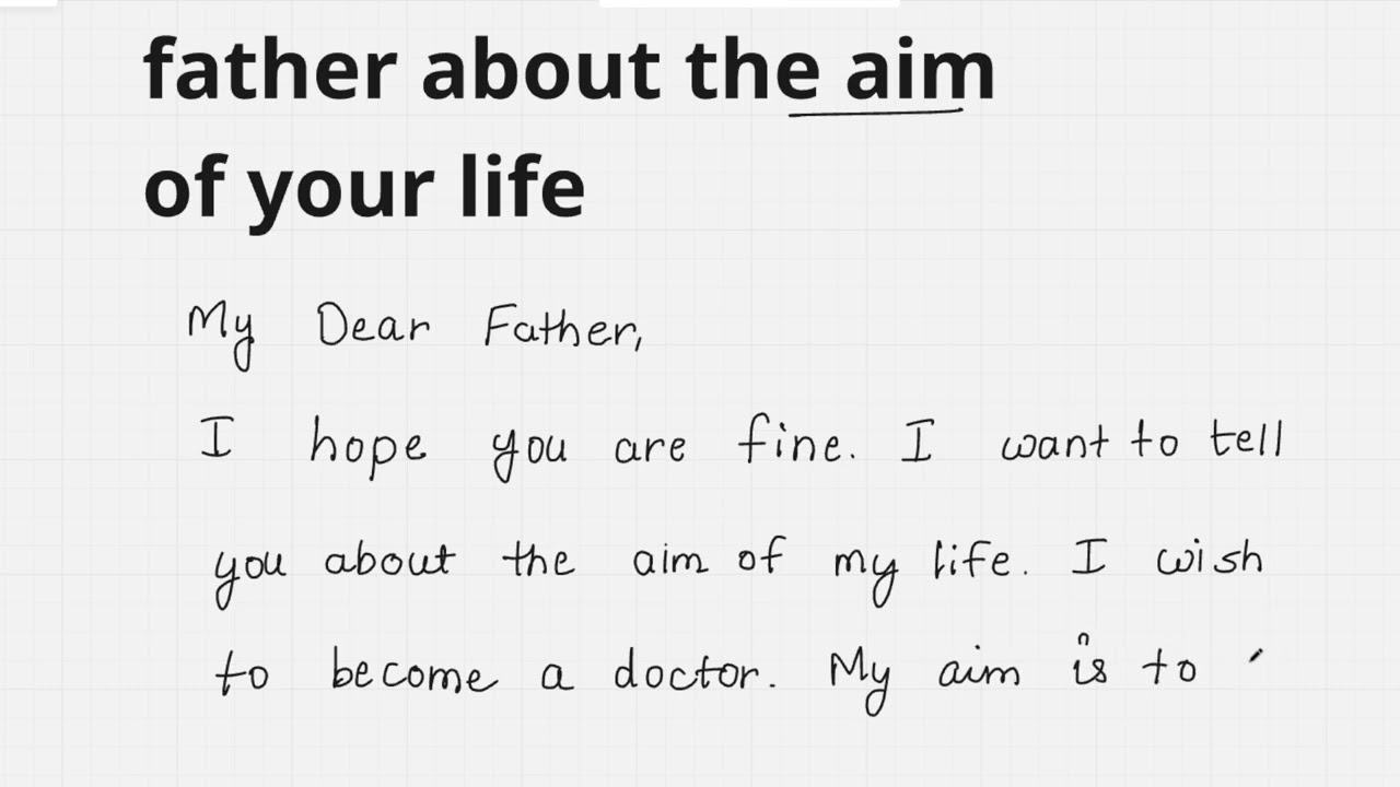 Write a letter to your father about the aim of your life
