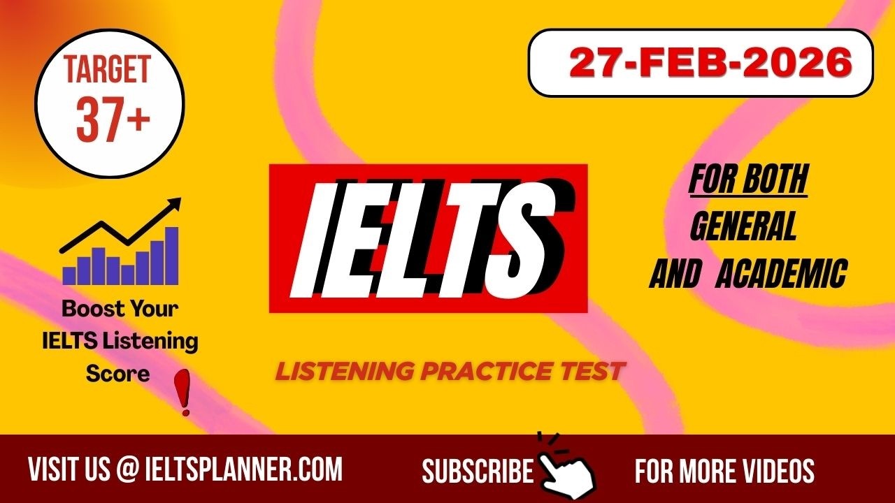 IELTS Listening Test | 27 Feb 2026 | Visit : ieltsplanner.com | #english #ielts2025 #ieltsexam